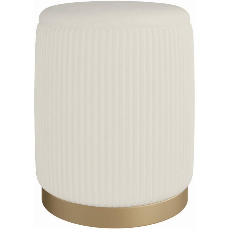 White Velvet Storage Ottoman And Footrest Vanity Stool Round Compact Chair With Hidden Storage For 4