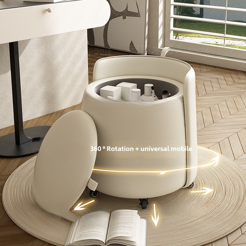 Storage Pulley Makeup Stool With Pulley Simple And Luxurious Solid Wood Makeup Stool Backrest Low C 3