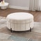 Upholstered Round Ottoman With Reversible Lid Velvet Storage Stool Channel Tufted Pumpkinshape Foot 0