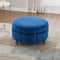 Upholstered Round Ottoman With Reversible Lid Velvet Storage Stool Channel Tufted Pumpkinshape Foot 8