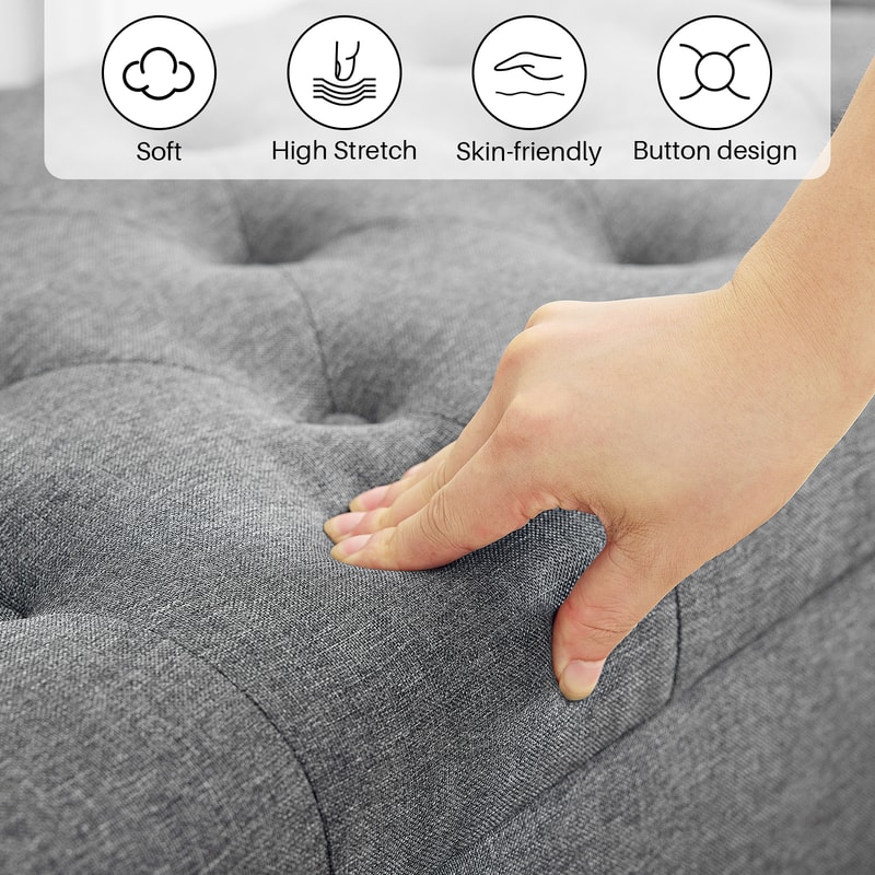 Storage Ottoman Folding Storage Bench Foot Rest Stool Flipping Lid Safe Hinge For Living Room Bedro 2