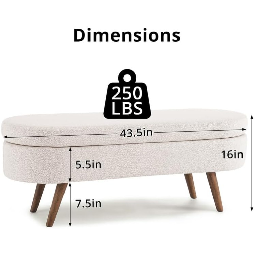 LinenCovered Storage Ottoman Bench FlipTop With Safety Hinges Stylish Home Storage Solution 2