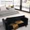 Velvet Upholstered Storage Ottoman With Arms For Bedroom Black ButtonTufted Bench For Hallway Foot 4