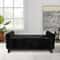 Velvet Upholstered Storage Ottoman With Arms For Bedroom Black ButtonTufted Bench For Hallway Foot 0