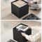 Ottoman with Storage, Synthetic Leather Footstool, Storage Ottoman with Metal Grommet Handles for Home Decor