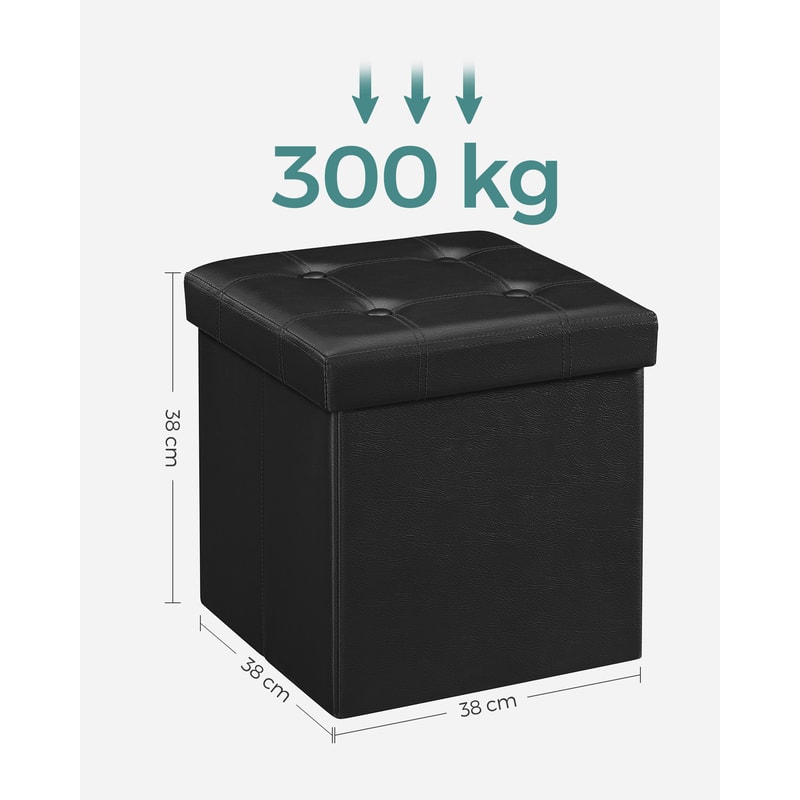 Ottoman with Storage, Synthetic Leather Footstool, Storage Ottoman with Metal Grommet Handles for Home Decor