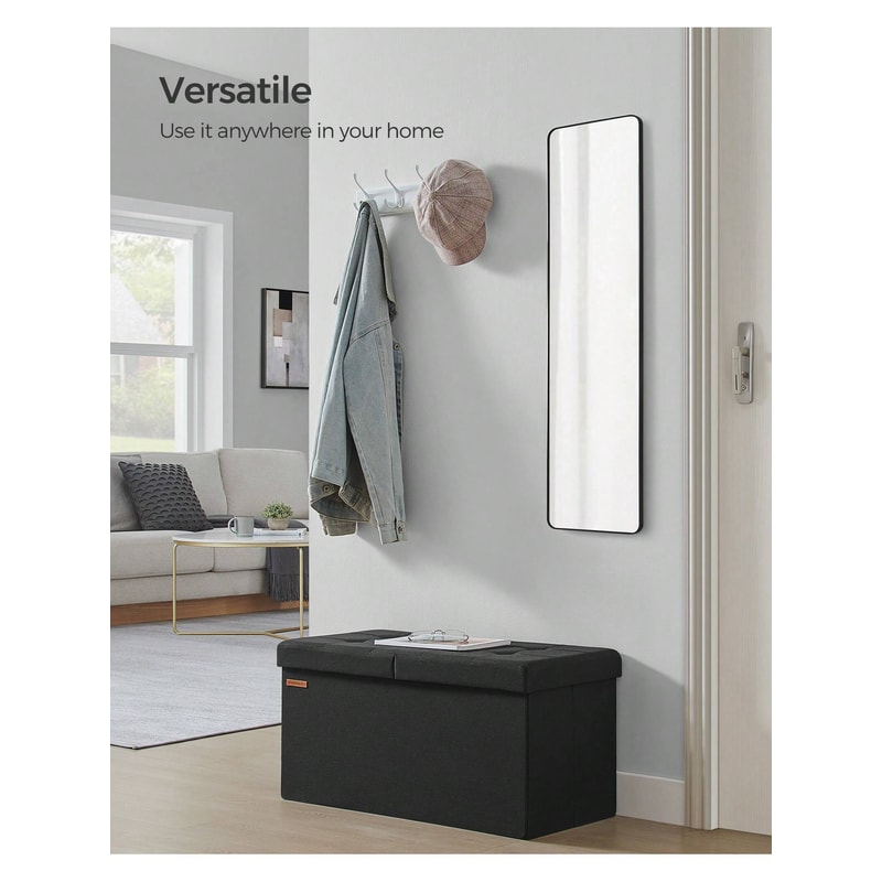 Storage Ottoman With Flipping Lid Fold Able Storage Bench Entry Way Organization 1