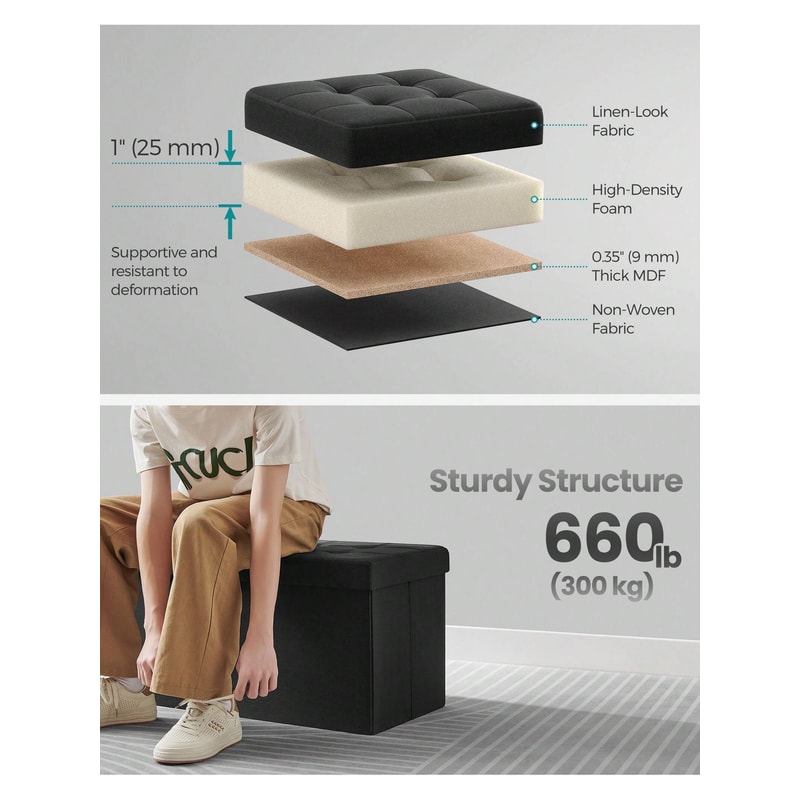 Storage Ottoman With Flipping Lid Fold Able Storage Bench Entry Way Organization 2