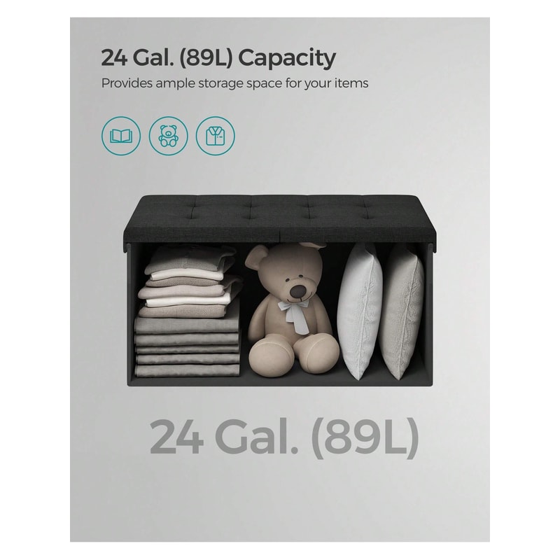 Storage Ottoman With Flipping Lid Fold Able Storage Bench Entry Way Organization 3