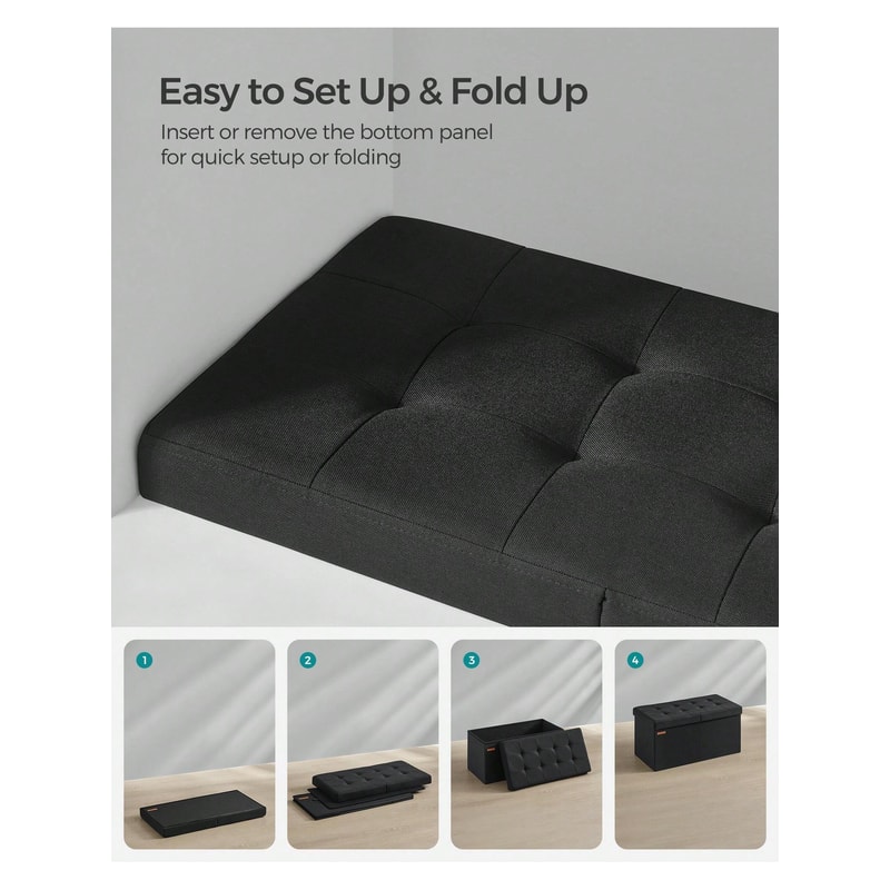 Storage Ottoman With Flipping Lid Fold Able Storage Bench Entry Way Organization 4