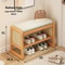 Woven Shoe Changing Stool MultiLayer Storage Solid Wood Entrance Door Bench Can Sit On Shoe Stool F 8