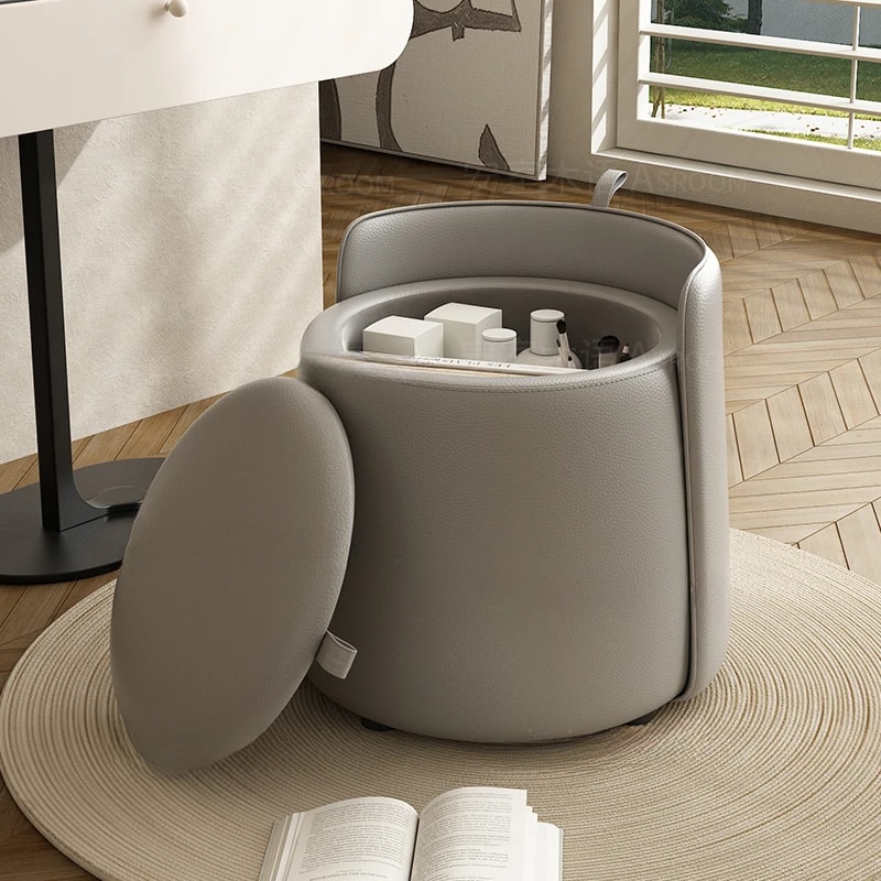 Storage Pulley Makeup Stool With Pulley Solid Wood Backrest Low Stool Coffee Table Stool For Makeup 4