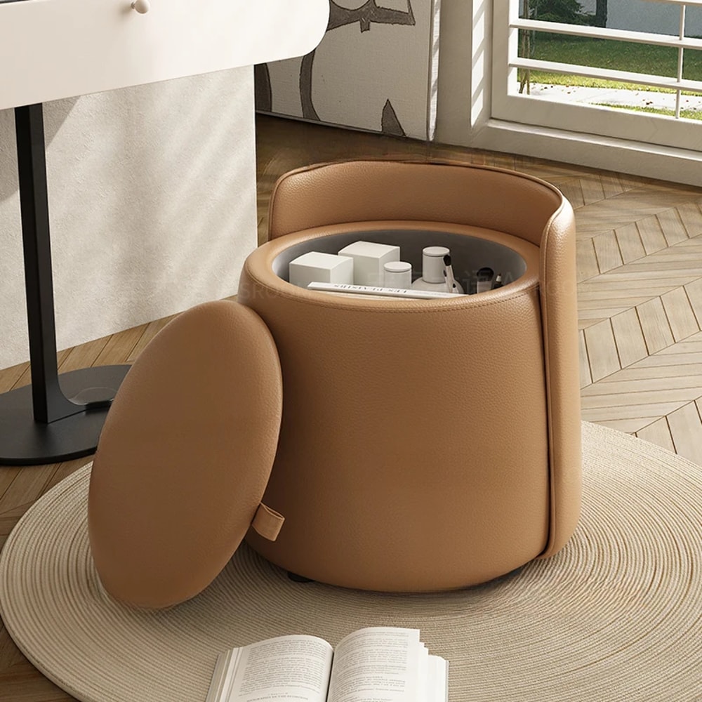 Storage Pulley Makeup Stool With Pulley Solid Wood Backrest Low Stool Coffee Table Stool For Makeup 3