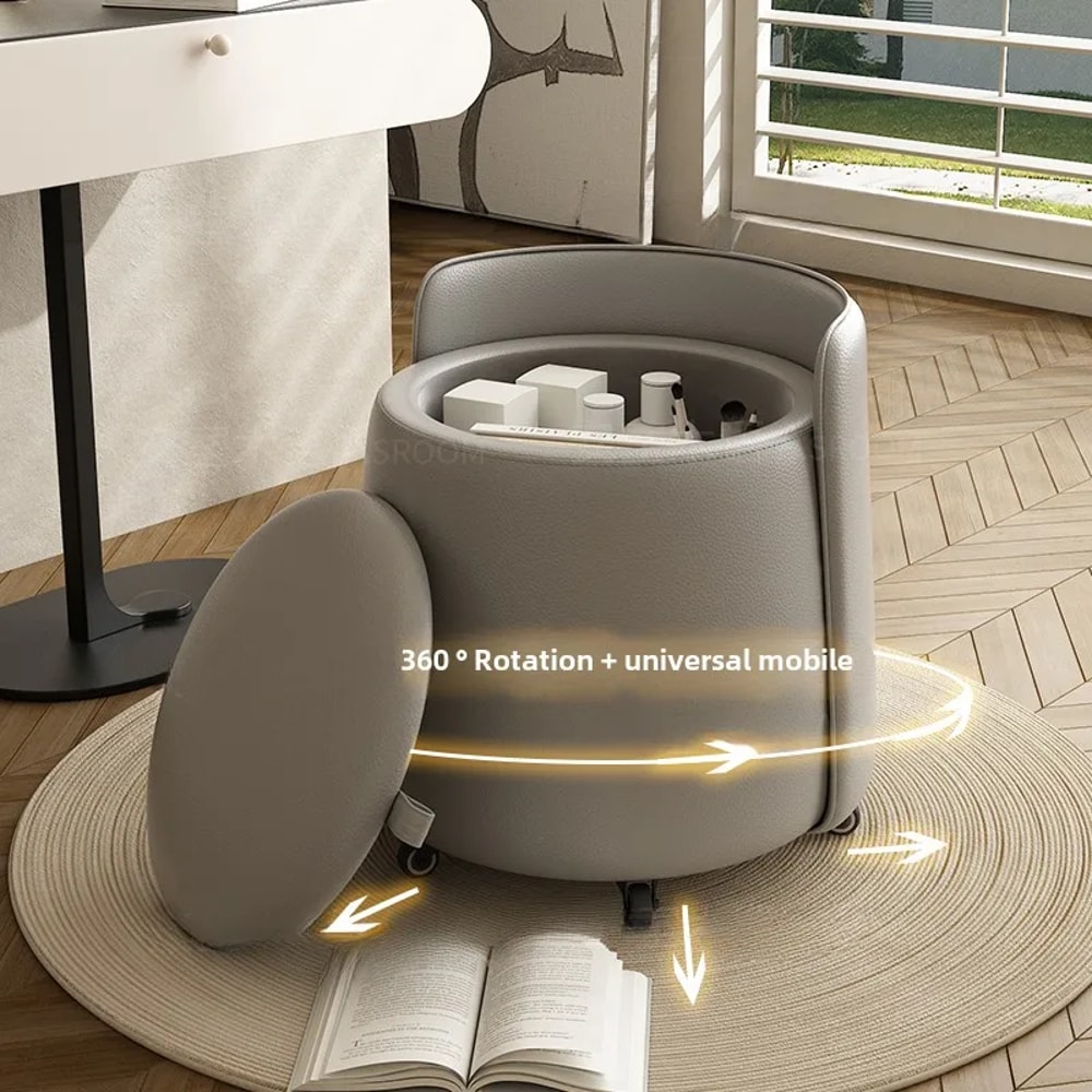 Storage Pulley Makeup Stool With Pulley Solid Wood Backrest Low Stool Coffee Table Stool For Makeup 5