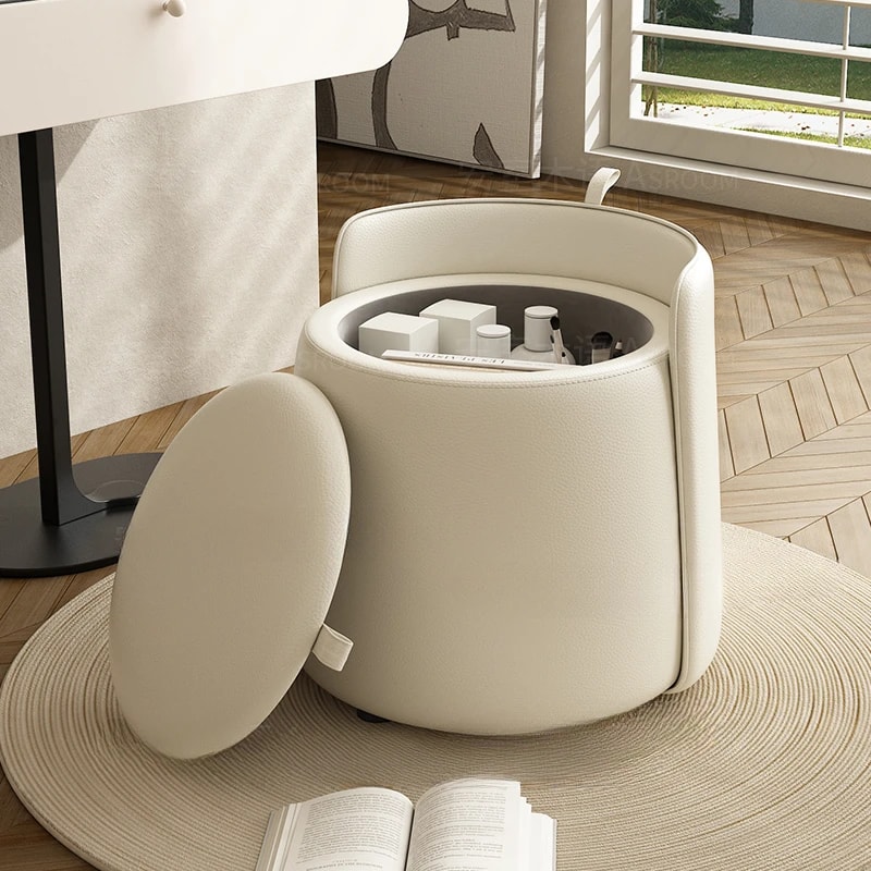 Storage Pulley Makeup Stool With Pulley Solid Wood Backrest Low Stool Coffee Table Stool For Makeup 7