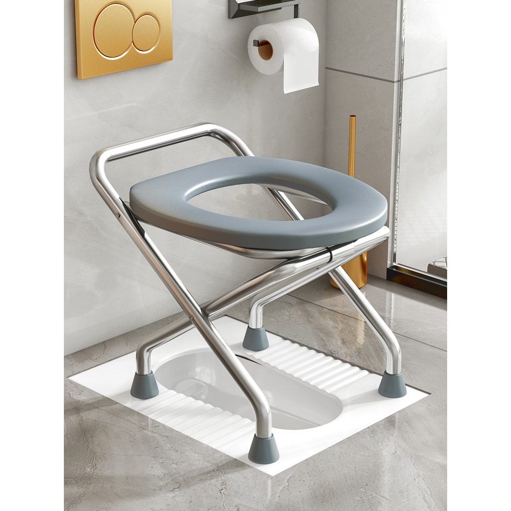 Stainless Steel Toilet Chair Folding Mobile Toilet For Elderly Pregnant Women Squat Stool With Stor 3