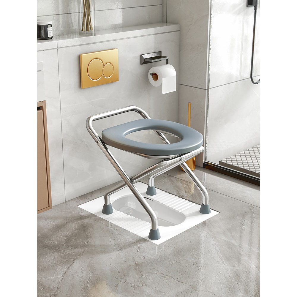Stainless Steel Toilet Chair Folding Mobile Toilet For Elderly Pregnant Women Squat Stool With Stor 7