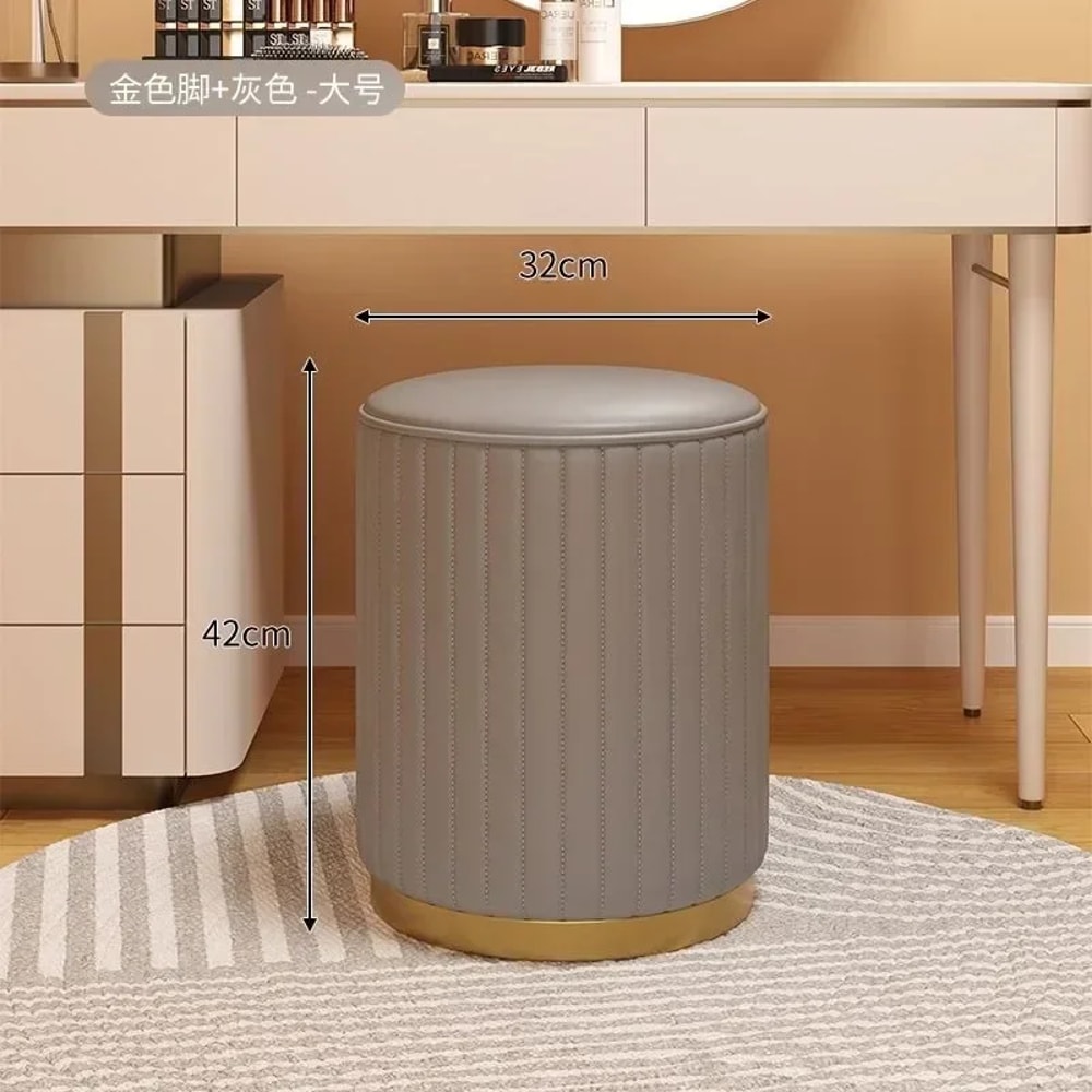 Light Luxury Makeup Stools Round Vanity Chairs Sofas Bedroom Side Storage Bench 6