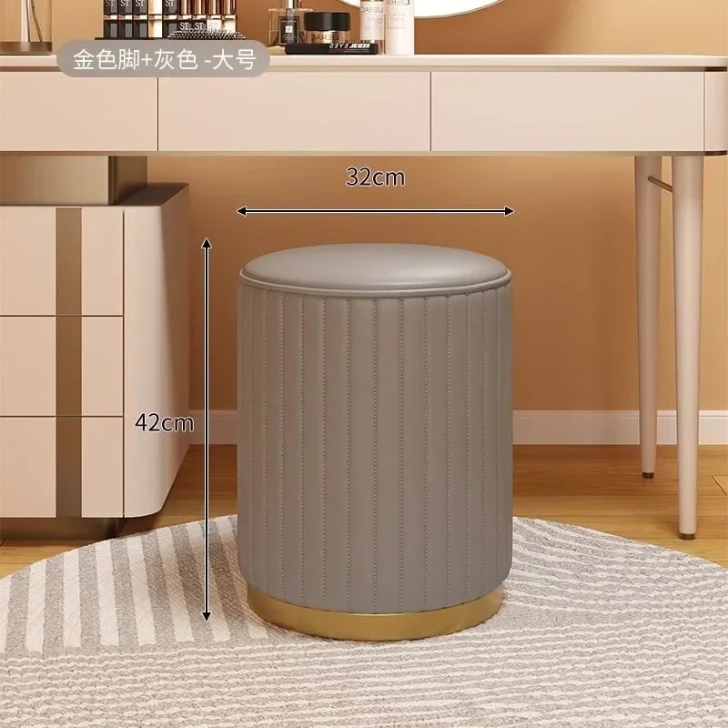 Light Luxury Makeup Stools Round Vanity Chairs Sofas Bedroom Side Storage Bench 6