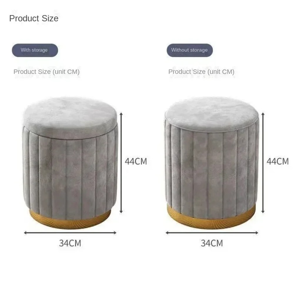 Light Luxury Makeup Stools Round Vanity Chairs Sofas Bedroom Side Storage Bench 5