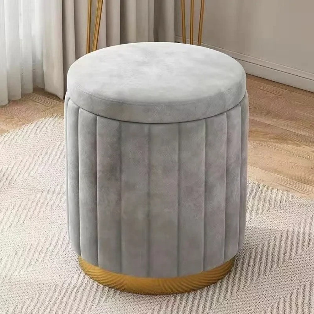 Light Luxury Makeup Stools Round Vanity Chairs Sofas Bedroom Side Storage Bench 11
