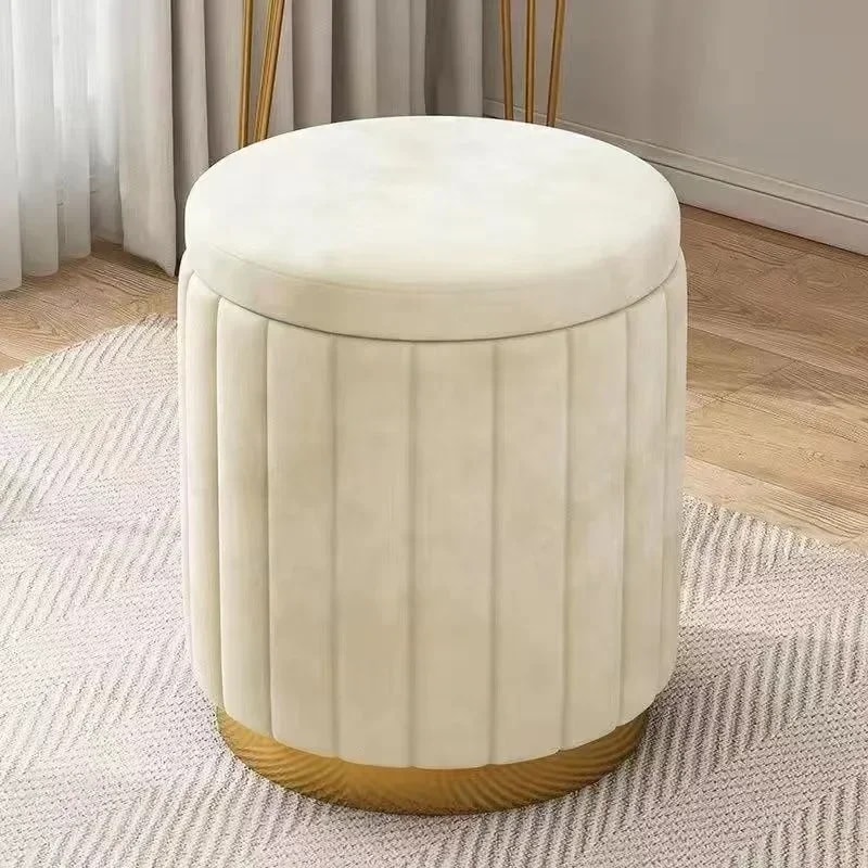Light Luxury Makeup Stools Round Vanity Chairs Sofas Bedroom Side Storage Bench 12