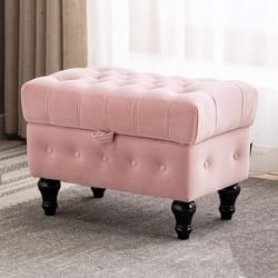 storage coffee table ottoman, button tufted velvet upholstery footstool, bed ottoman for living room, home office