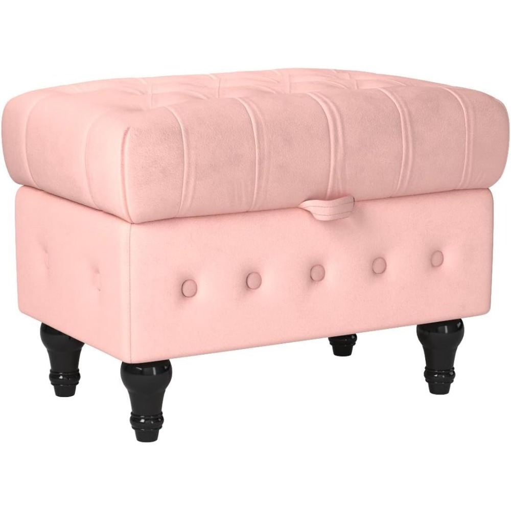 Storage Coffee Table Ottoman Button Tufted Velvet Upholstery Footstool Bed Ottoman For Living Room 3