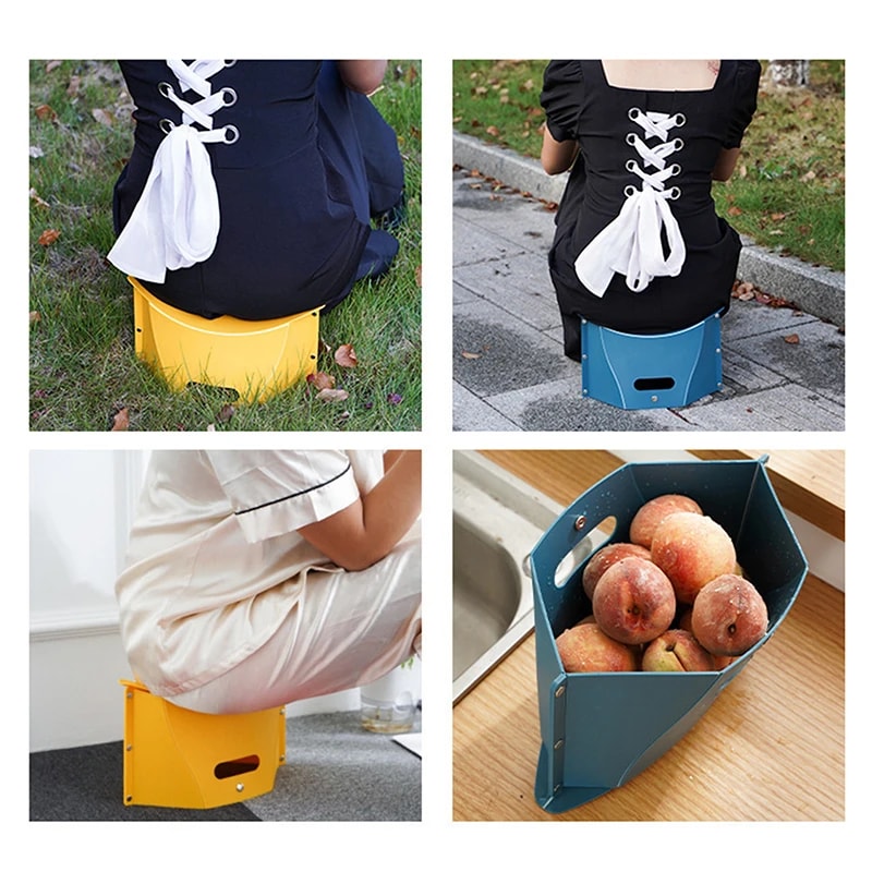 Portable Folding Stool For Outdoor Camping Fishing MultiFunctional Chair With Handheld Basket Stora 2