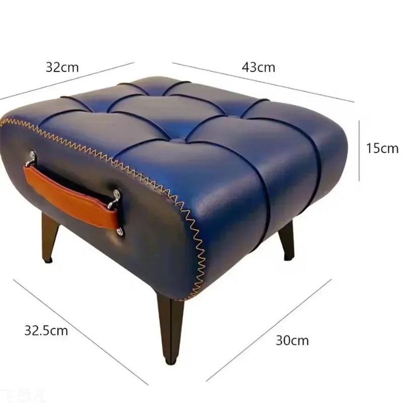 Small Foot Stool Ottoman PU Leather Rectangle Footrest Bedside Step Stool With Wood Legs For Desk L 4