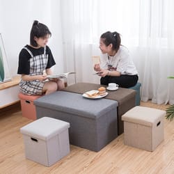 folding storage ottoman cube footrest with sponge lid, multipurpose foot rest stool for room, dorm