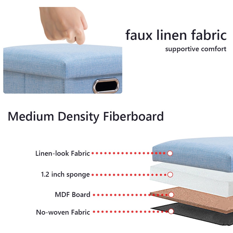 Folding Storage Ottoman Cube Footrest With Sponge Lid Multipurpose Foot Rest Stool For Room Dorm 1