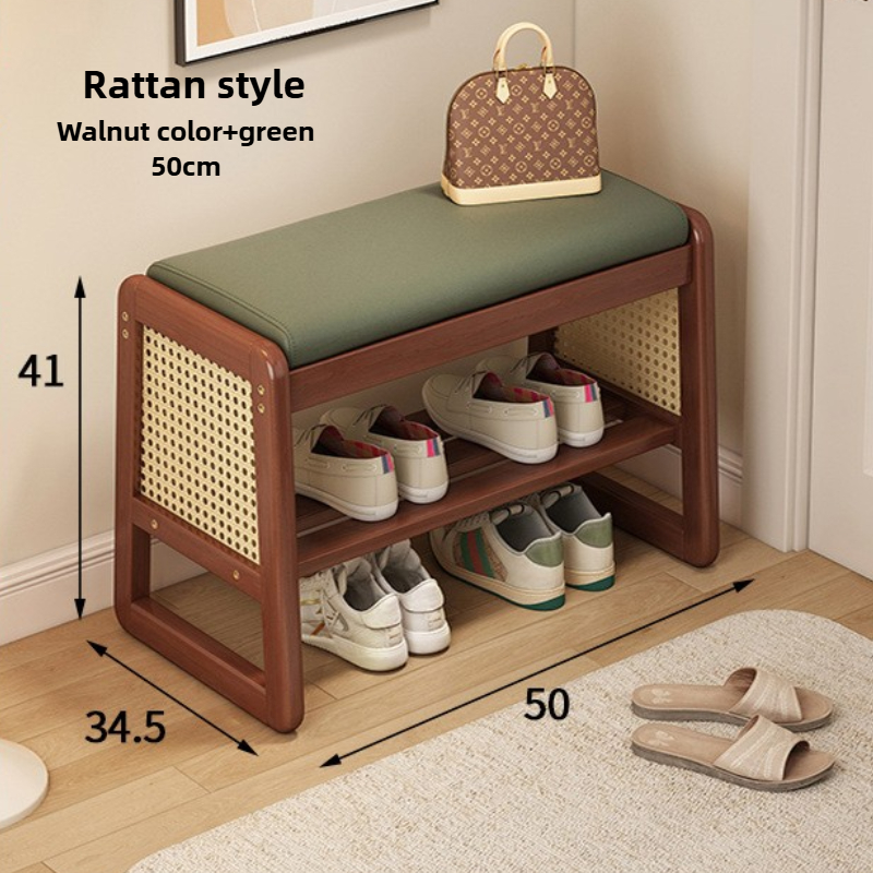 Changing Stool MultiLayer Storage Solid Wood Entrance Door Bench Can Sit On Shoe Stool For Home 6