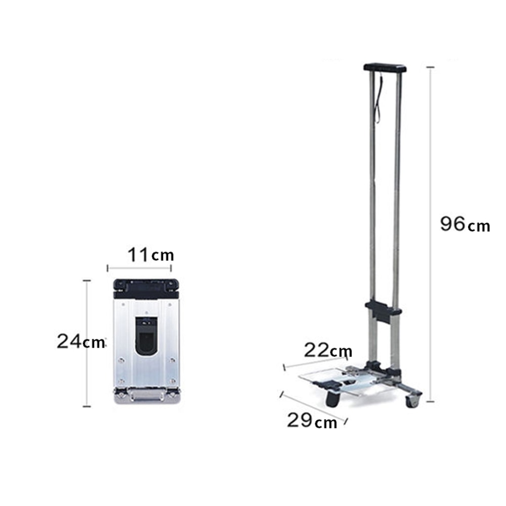 Folding Portable Mini Shopping Trolley Family Travel Shopping Cart Collapsible Storage Basket With 2