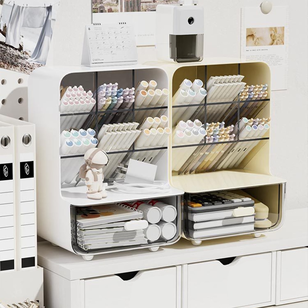Large capacity Students Oblique Pen Holder, Desk Stationery Storage Box, Office Sundry Rack, Desk Storage Box for School