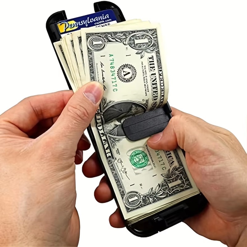 Slim Wallet for Men, Blocking Wallet with Removable Money Clip, Crush Resistant Metal Wallet, Secure Card Holder