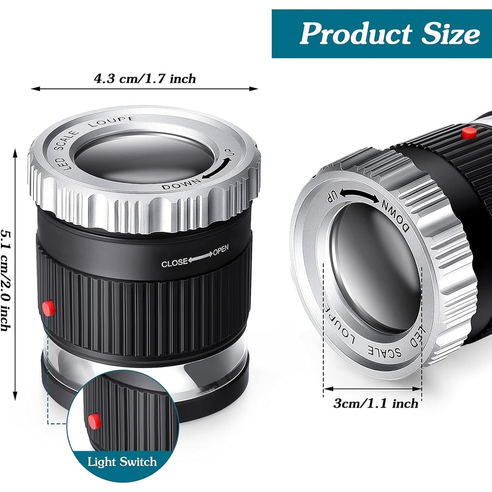Adjustable Focal Length Magnifier, Fold able Jewellery Magnifier Glass for Circuit Boards and Coins