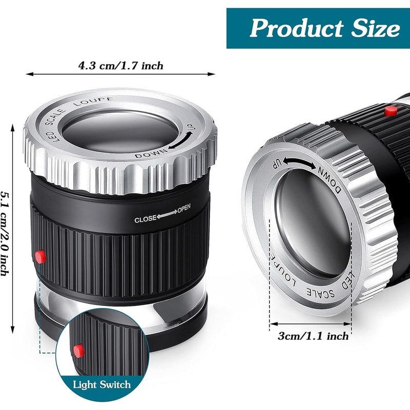 Adjustable Focal Length Magnifier, Fold able Jewellery Magnifier Glass for Circuit Boards and Coins