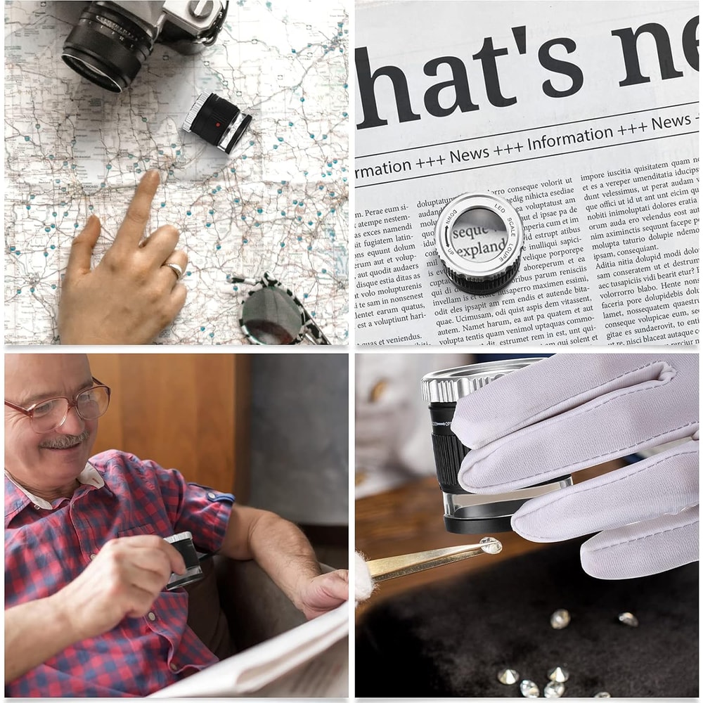 Adjustable Focal Length Magnifier, Fold able Jewellery Magnifier Glass for Circuit Boards and Coins