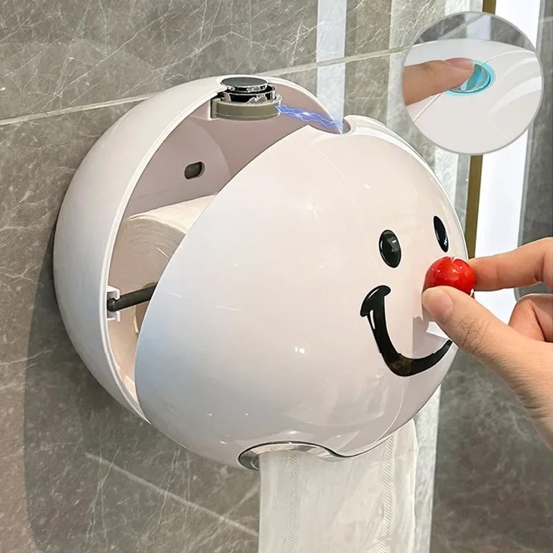 Creative Smiling Face Toilet Paper Box Wall Mounted No Punching Waterproof Suction Tissue Holder Fo 1