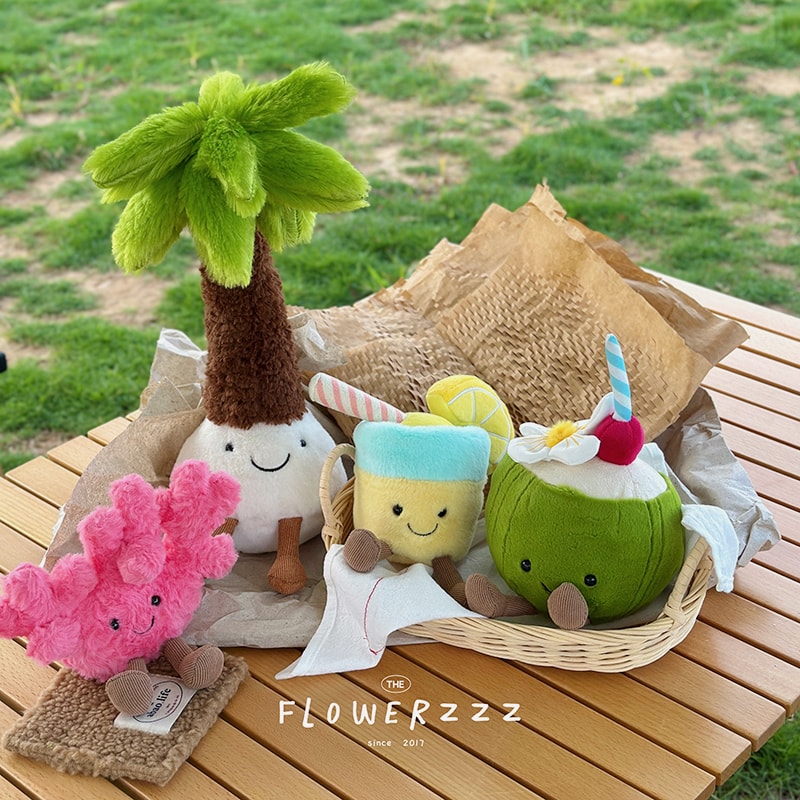 Lemonade Coconut Plushies Very Soft Palm Tree Red Coral Plush Toy Cartoon Doll Home Decor Xmas Gift 4