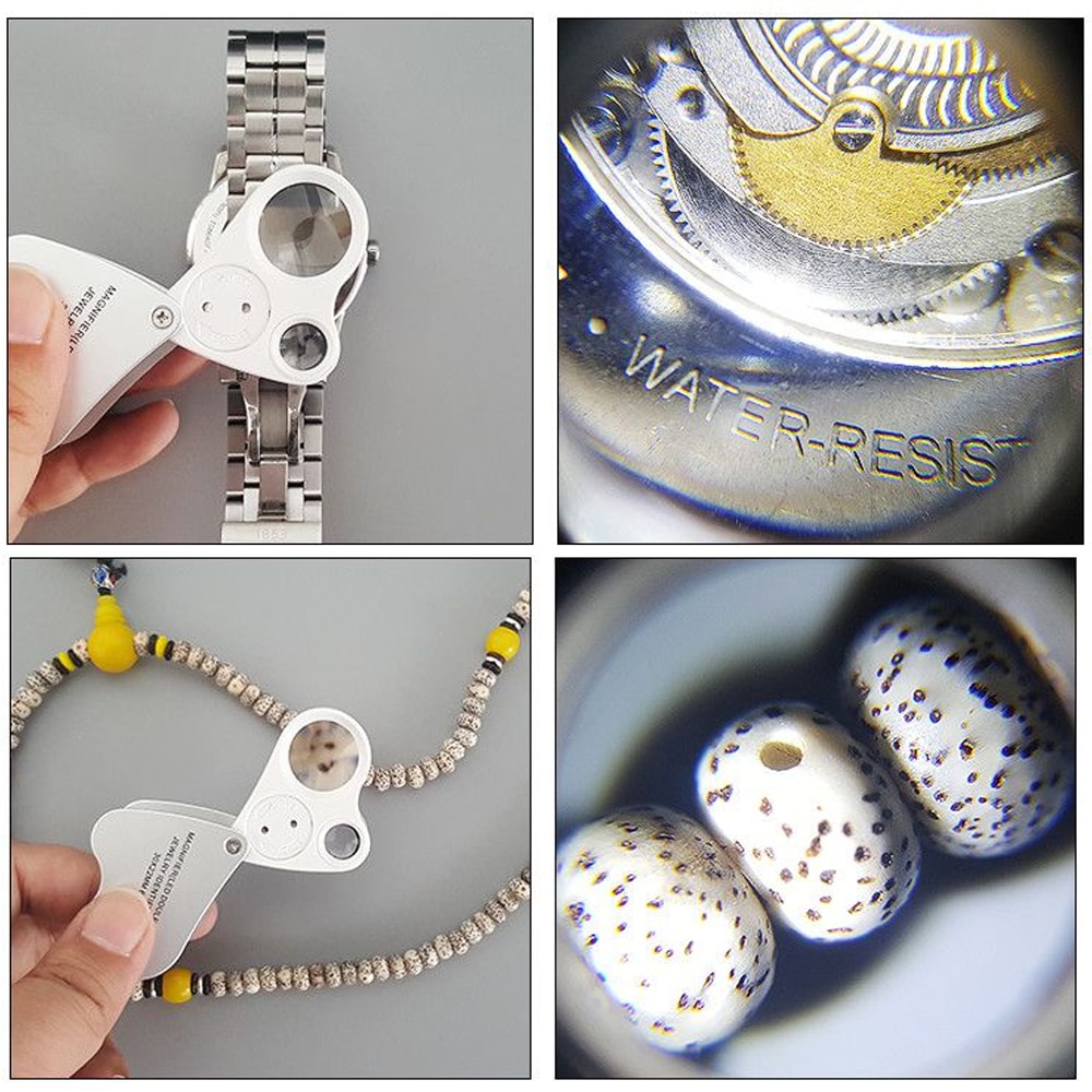 Jewellery Magnifier with Lights, Magnification Magnifying Glass, Portable Pocket Magnifier for Reading