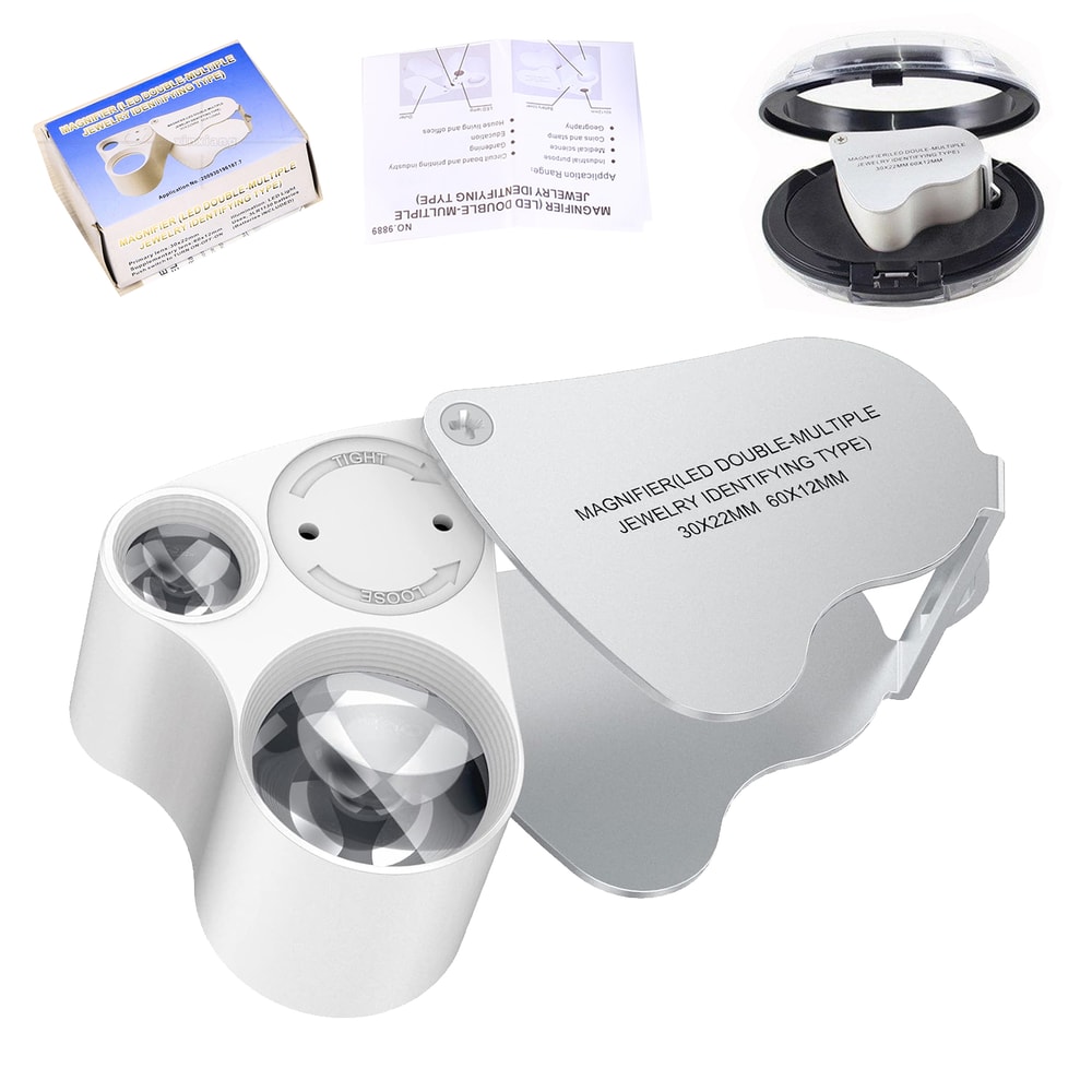 Jewellery Magnifier with Lights, Magnification Magnifying Glass, Portable Pocket Magnifier for Reading