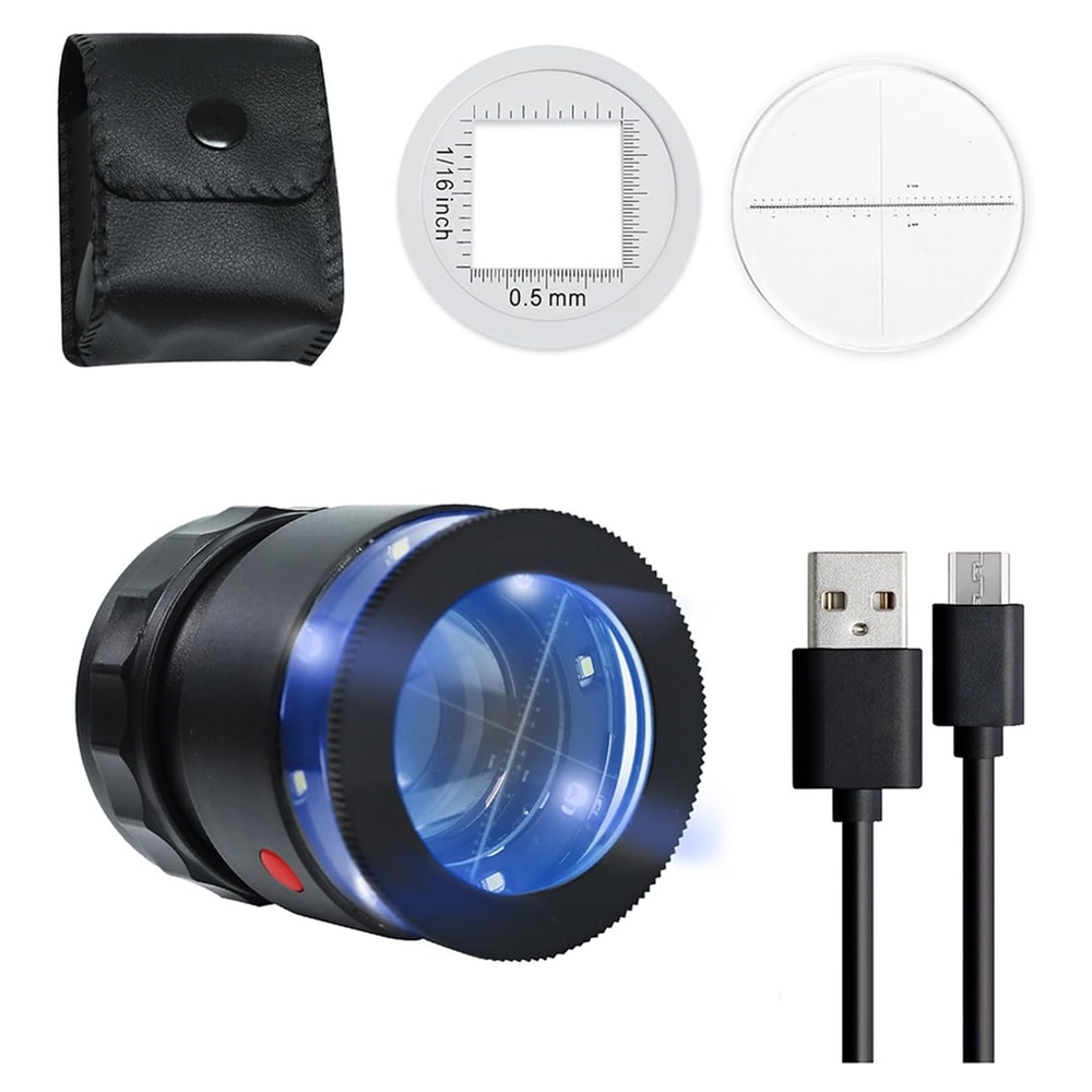 Magnifier, Rechargeable Jewellers Magnifying Glass with LED Light, Adjustable Focal Length Magnifier