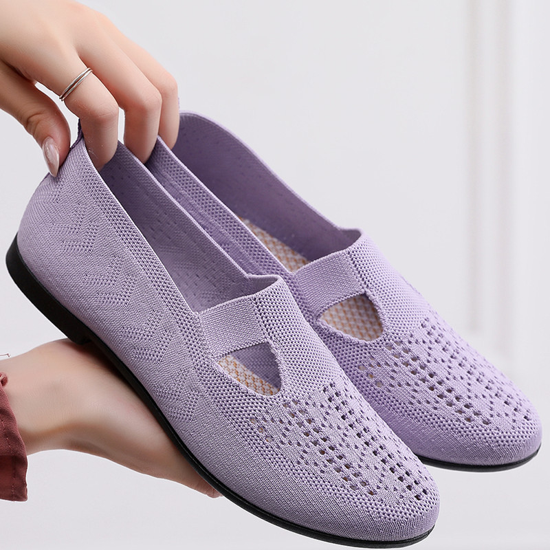 Fashionable Women Breathable Summer Mesh Shoes Lightweight Slip On Flats Casual Non Slip Sports Vul 8