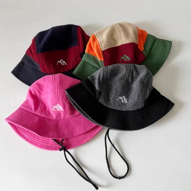 Short Brim Baseball Cap With Color Matching Ear Protection Winter Velvet Aviator Bucket Hat For Men 3