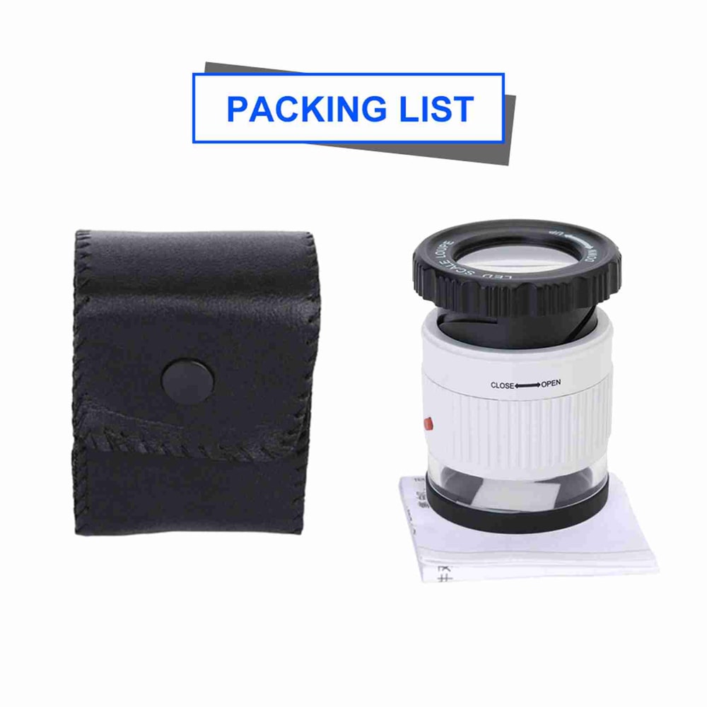 Pocket Magnifier With Scale LED UV Light Illuminated Magnifying Glasses Adjustable Focal HD Jewelle 5