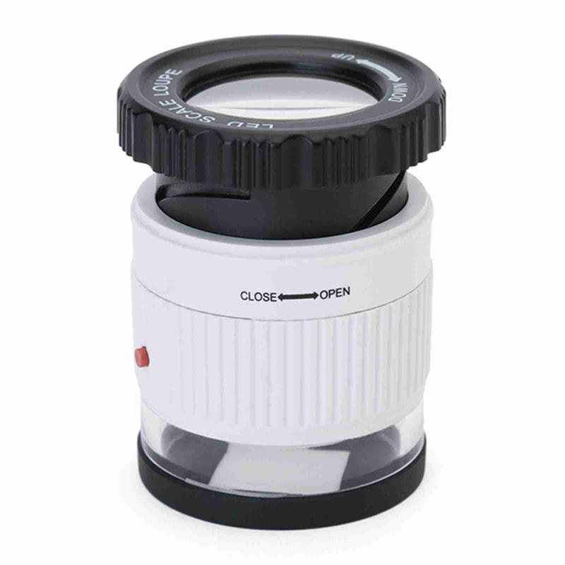 Pocket Magnifier With Scale LED UV Light Illuminated Magnifying Glasses Adjustable Focal HD Jewelle 0