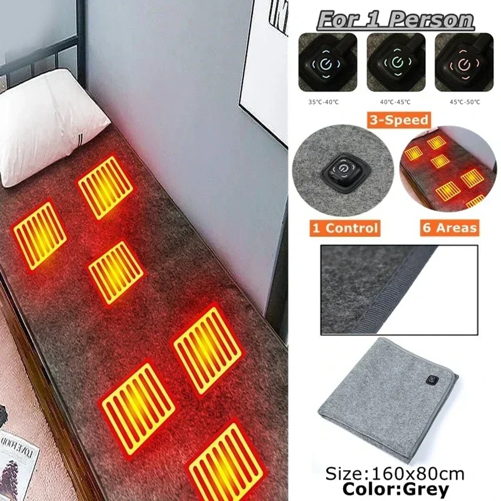 Heated Mat Plush Electric Blanket Single Mattress Portable USB TypeC Interface Washable For Office 1