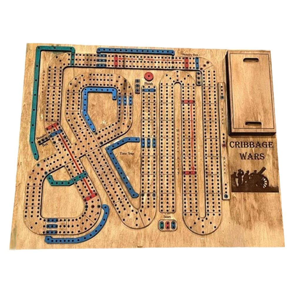 Wood Ornament Traditional Cribbage Board Game Set Classic Wooden Design For Adults Kids 0